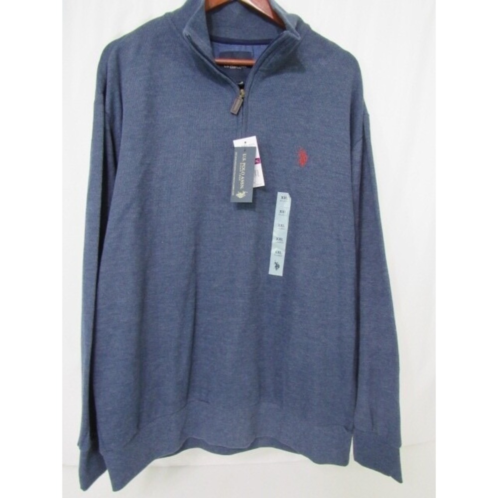 U.S. Polo Assn Performance Blue 1/4 Zip Cotton Sweater‎ Sz XXL